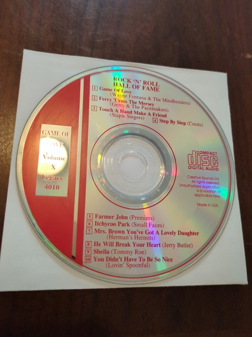 Rock And Roll Hall Of Fame, Vol. 10 - GAME OF LOVE - CD disc only